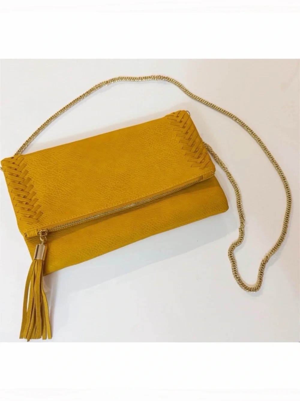 Moda Luxe Palermo Stitch Detail Clutch in Mustard